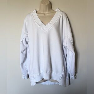 aerie White Cozy Labeled Sweatshirt